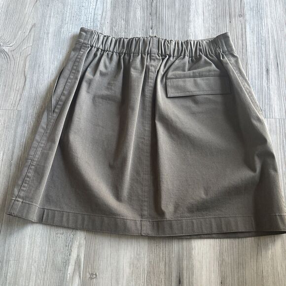 Theory Pull On Army Green Cotton Skirt With Pockets  Hidden Tie Waist Size P/S - Picture 2 of 8